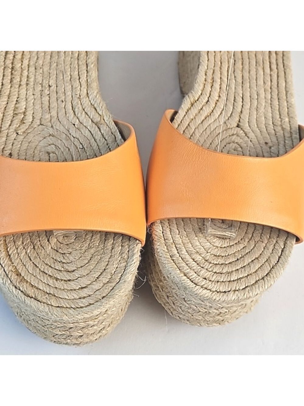 Antonio Melani Light Orange Leather Platform Wedge Ankle Strap Espadrill… - Picture 6 of 16